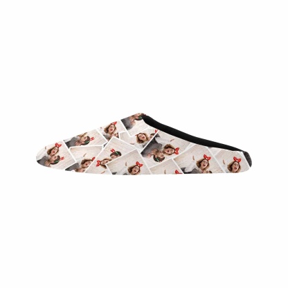 FacePajamas Slippers Seamless Custom Couple Photo All Over Print Personalized Non-Slip Cotton Slippers For Couple Girlfriend Boyfriend