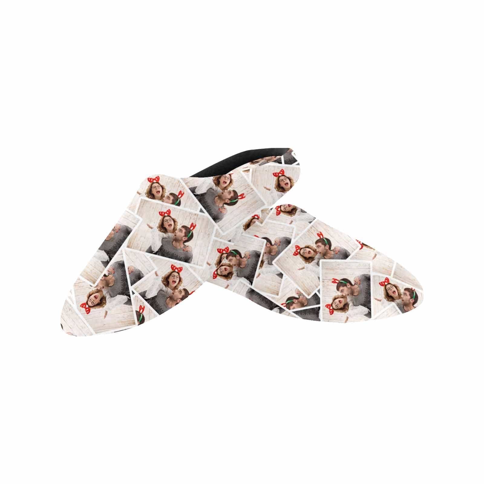 FacePajamas Slippers Seamless Custom Couple Photo All Over Print Personalized Non-Slip Cotton Slippers For Couple Girlfriend Boyfriend