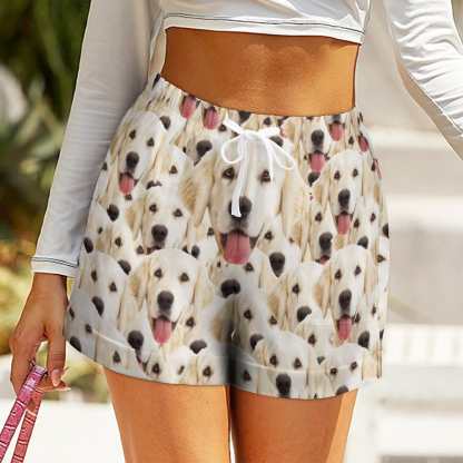 FacePajamas Womens Short Set-SDS Shorts / S Custom Women's Short Sleeved Navel Exposed Sleepwear Pet Face My Lovely Dog Personalized Seamless Face Sleepwear Shorts
