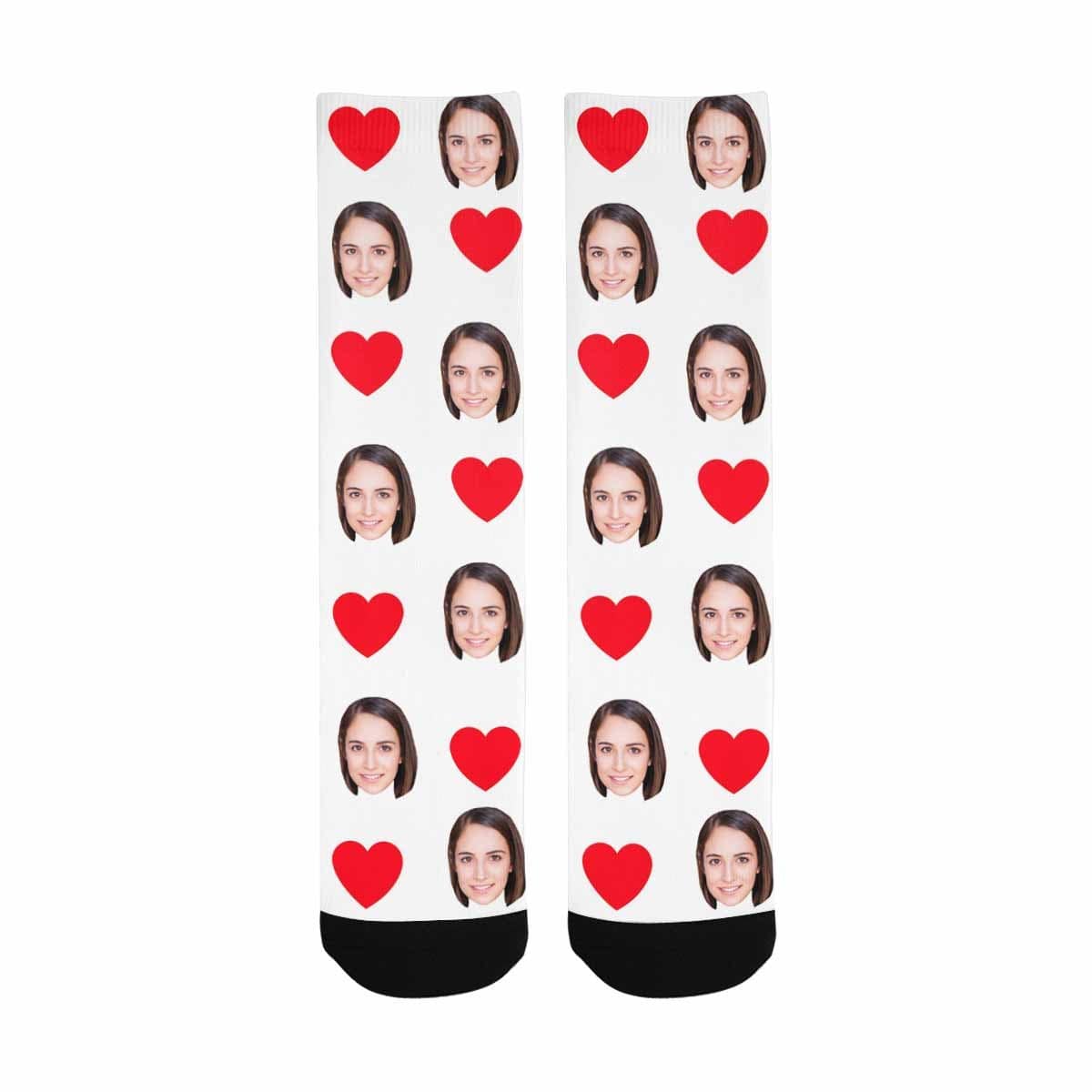 FacePajamas Sublimated Crew Socks Socks with Custom Face Heart Women Sublimated Crew Socks Personalized Socks with Picture for Mom