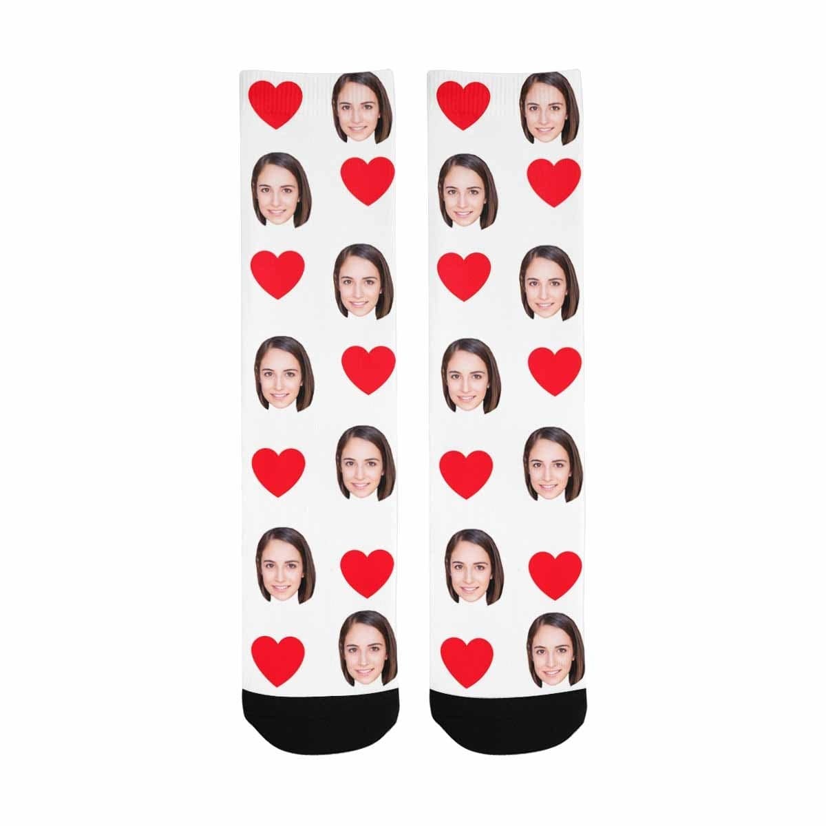 FacePajamas Sublimated Crew Socks Socks with Custom Face Heart Women Sublimated Crew Socks Personalized Socks with Picture for Mom