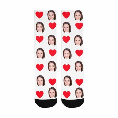 FacePajamas Sublimated Crew Socks Socks with Custom Face Heart Women Sublimated Crew Socks Personalized Socks with Picture for Mom