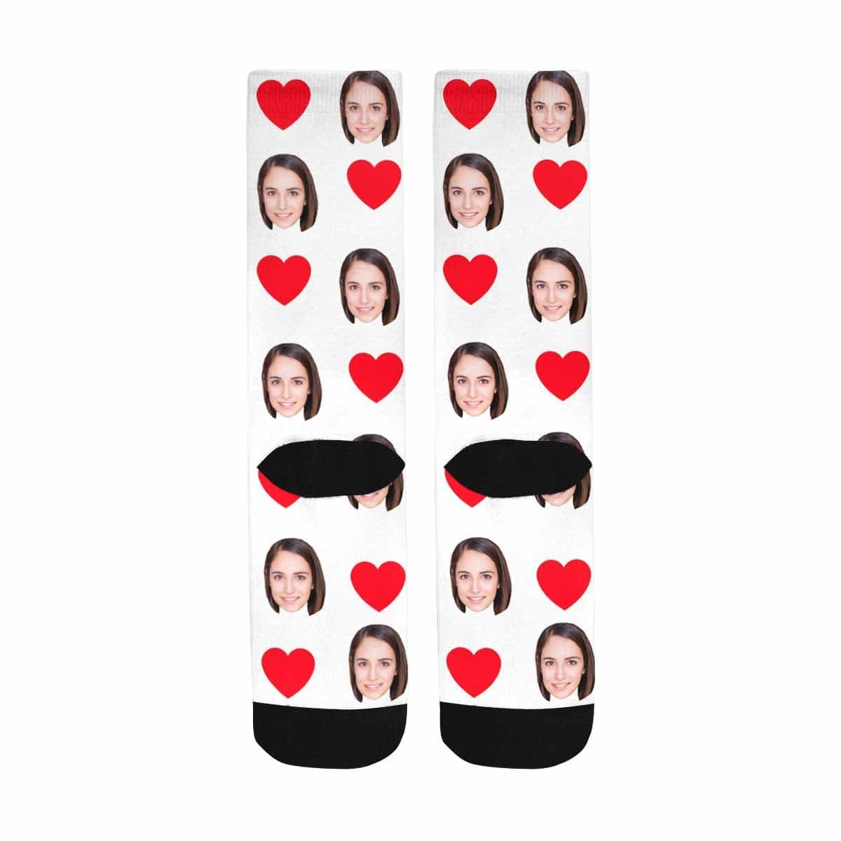 FacePajamas Sublimated Crew Socks Socks with Custom Face Heart Women Sublimated Crew Socks Personalized Socks with Picture for Mom