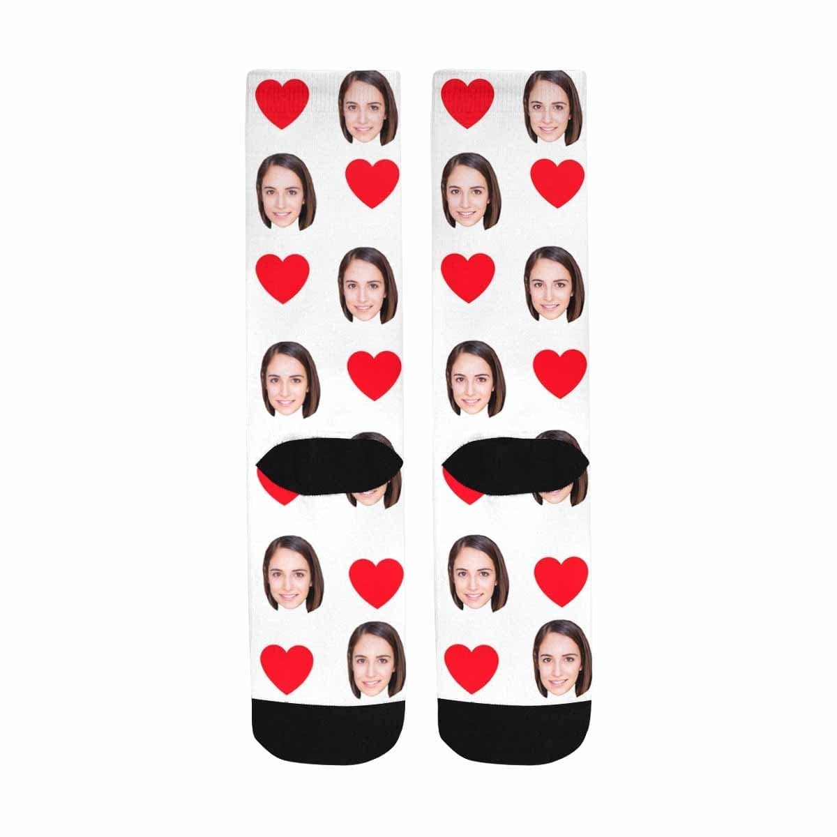 FacePajamas Sublimated Crew Socks Socks with Custom Face Heart Women Sublimated Crew Socks Personalized Socks with Picture for Mom