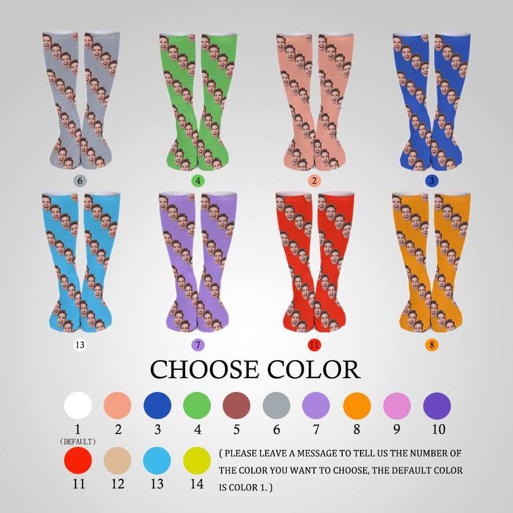 FacePajamas Sublimated Crew Socks-2WH-SDS Socks with Custom Faces White Background Funny Personalized Sublimated Crew Socks Gift for Family Friends