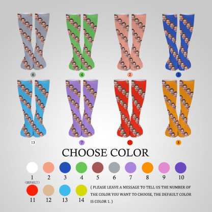 FacePajamas Sublimated Crew Socks-2WH-SDS Socks with Custom Faces White Background Funny Personalized Sublimated Crew Socks Gift for Family Friends