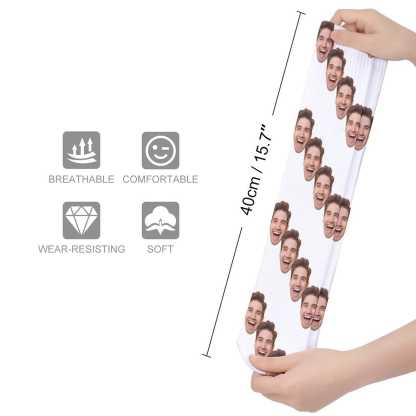FacePajamas Sublimated Crew Socks-2WH-SDS Socks with Custom Faces White Background Funny Personalized Sublimated Crew Socks Gift for Family Friends