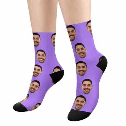 FacePajamas Sublimated Crew Socks Socks with Face Print Your Picture Personalized Sublimated Crew Socks Unisex Gift for Men Women