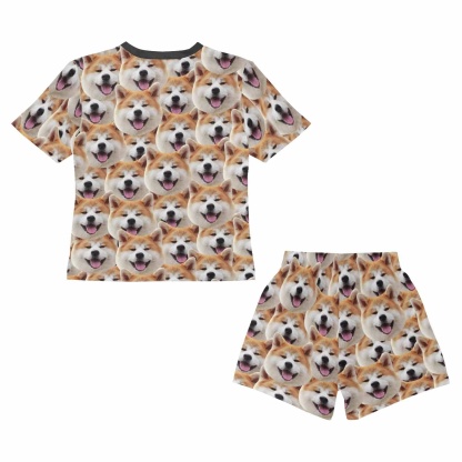 FacePajamas Pajamas [Special Sale] Big Boy Pajamas Custom Pet Face Pajama Set Cute Dog Kid's Short Sleeve Sleepwear For Boys 8-15Y