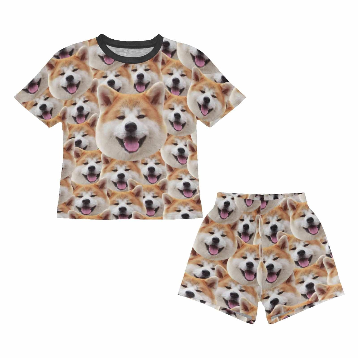 FacePajamas Pajamas [Special Sale] Big Kids Pajamas Custom Pet Photo Sleepwear Cute Dog Short Sleeve Pajama Set For Girls 8-15Y