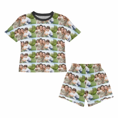 FacePajamas Pajama [Special Sale] Big Kids Pajamas Custom Photo Happy Family Childrens Pyjamas Sets Short Pajama Set For Girls Summer Loungewear