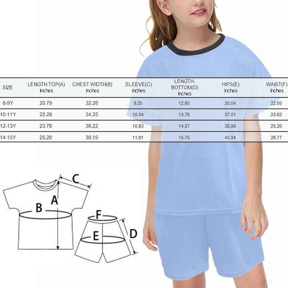 FacePajamas Pajamas [Special Sale] Big Kids Pajamas Custom Pet Photo Sleepwear Cute Dog Short Sleeve Pajama Set For Girls 8-15Y