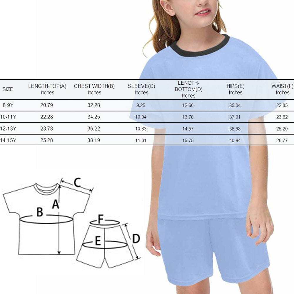 FacePajamas Pajamas [Special Sale] Big Kids Pajamas Custom Pet Photo Sleepwear Cute Dog Short Sleeve Pajama Set For Girls 8-15Y