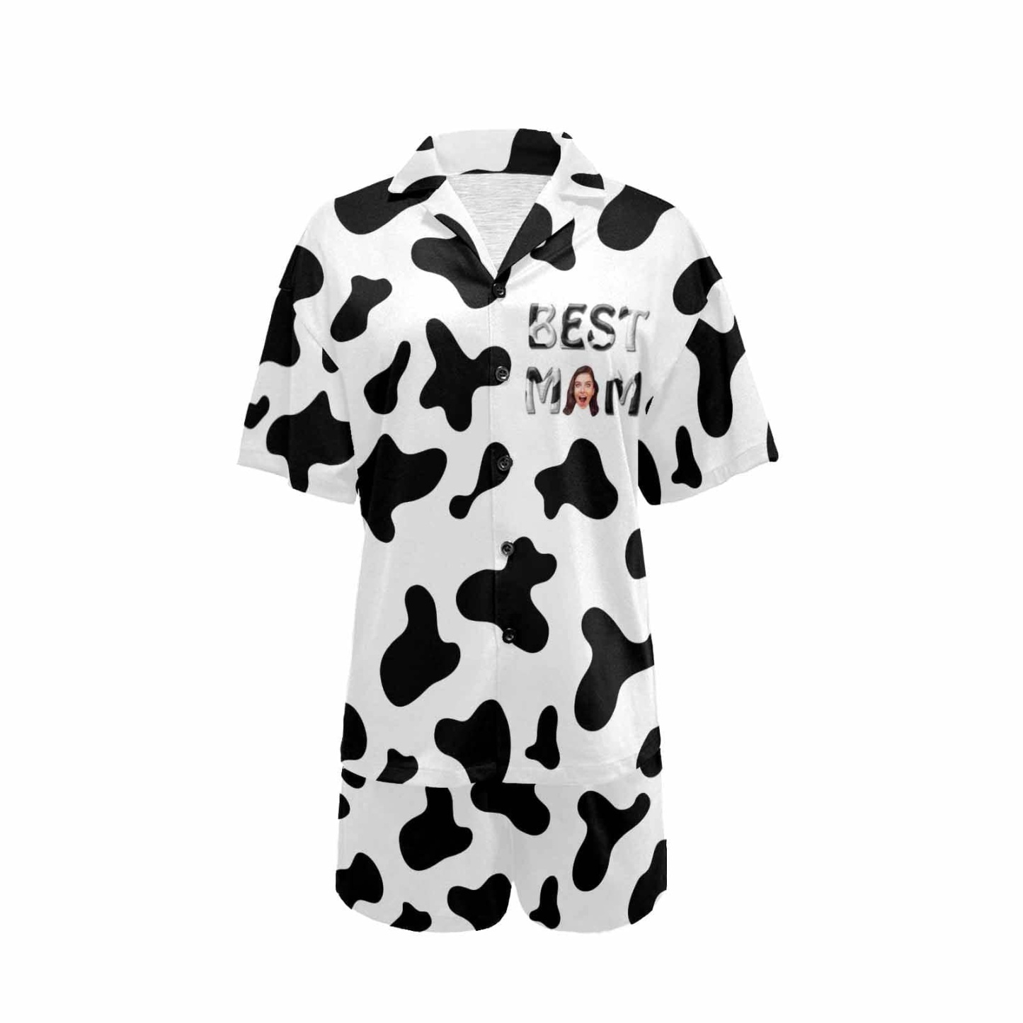FacePajamas Pajama [Special Sale] Custom Face Best MOM Women's V-Neck Short Pajama Set Mother's Day & Birthday Gift