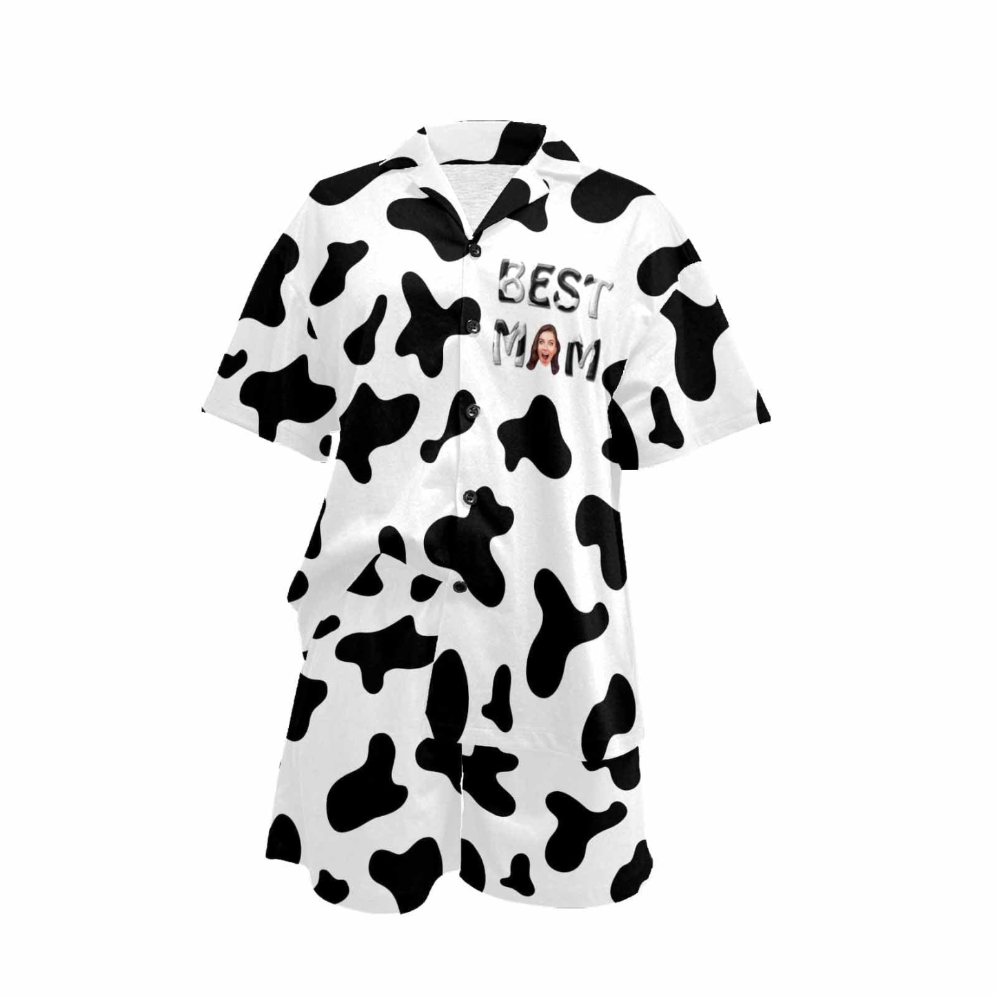 FacePajamas Pajama [Special Sale] Custom Face Best MOM Women's V-Neck Short Pajama Set Mother's Day & Birthday Gift