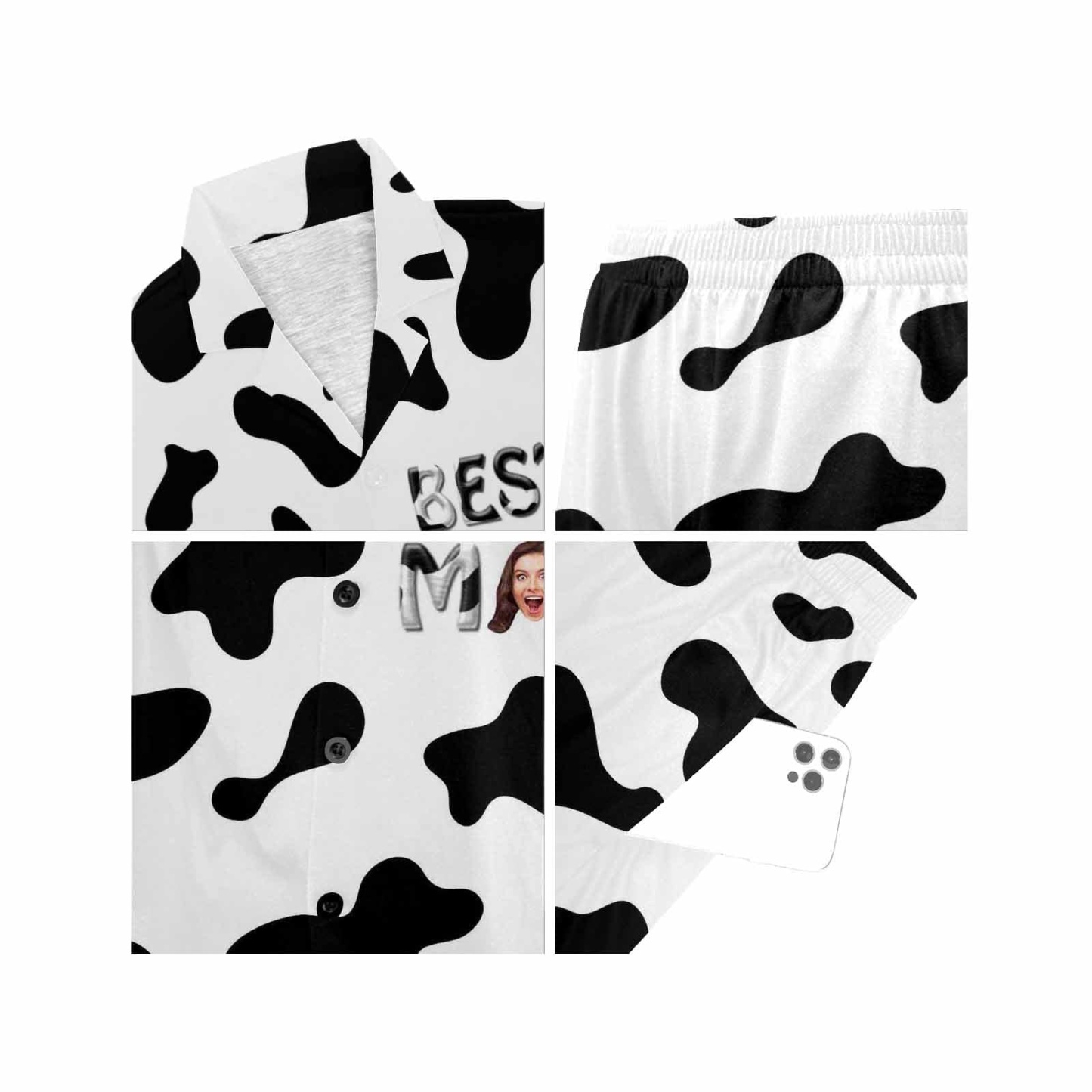 FacePajamas Pajama [Special Sale] Custom Face Best MOM Women's V-Neck Short Pajama Set Mother's Day & Birthday Gift