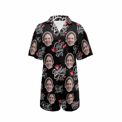 FacePajamas Pajama [Special Sale] Custom Face Love MOM Women's V-Neck Short Pajama Set Mother's Day & Birthday Gift