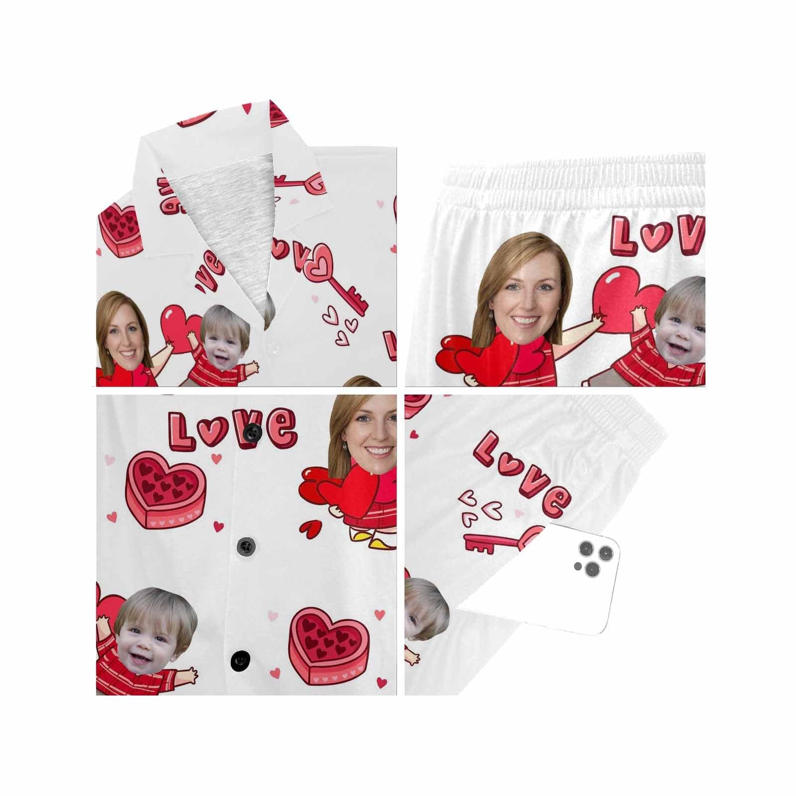 FacePajamas Pajama [Special Sale] Custom Face Pajamas Love MOM&BABY Sleepwear Personalized Women's V-Neck Short Pajama Set Mother's Day & Birthday Gift