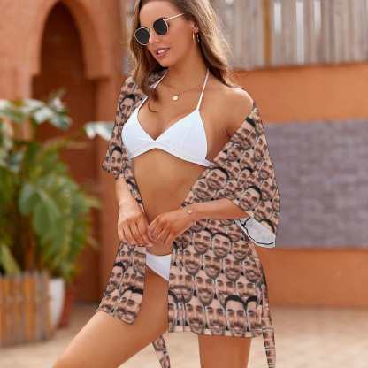 FacePajamas Pajama-2YX-SDS [Special Sale] Custom Face Seamless Boyfriend Women's Summer Short Pajamas Funny Personalized Photo Pajamas Kimono Robe