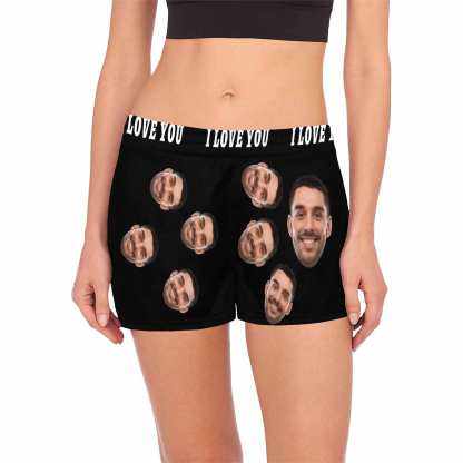 FacePajamas Pajama Shirt&Pants Style B / S Custom Face Women's Pajama Shorts Personalized Black Background Sleepwear Shorts