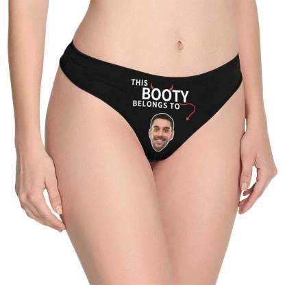 FacePajamas Mix Women Underwear Thong / Black / XS Custom Women's Underwear Design Your Image Personalized Intimate Apparel Photo Booty Thongs Panties For Valentine's Day Gift