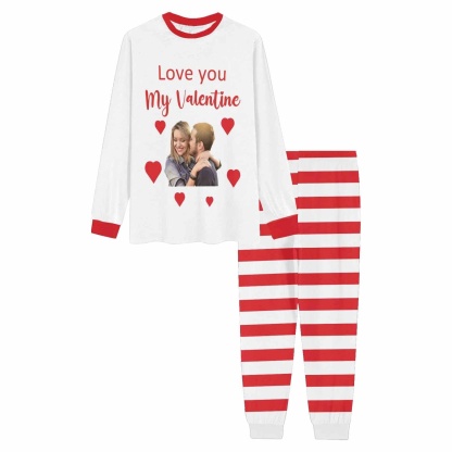 FacePajamas Pajama [TikTok Hot Selling]Custom Photo Valentine's Day Couple Matching Pajamas Personalized Photo Long Sleeve Pajamas Set