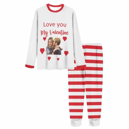 FacePajamas Pajama [TikTok Hot Selling]Custom Photo Valentine's Day Couple Matching Pajamas Personalized Photo Long Sleeve Pajamas Set
