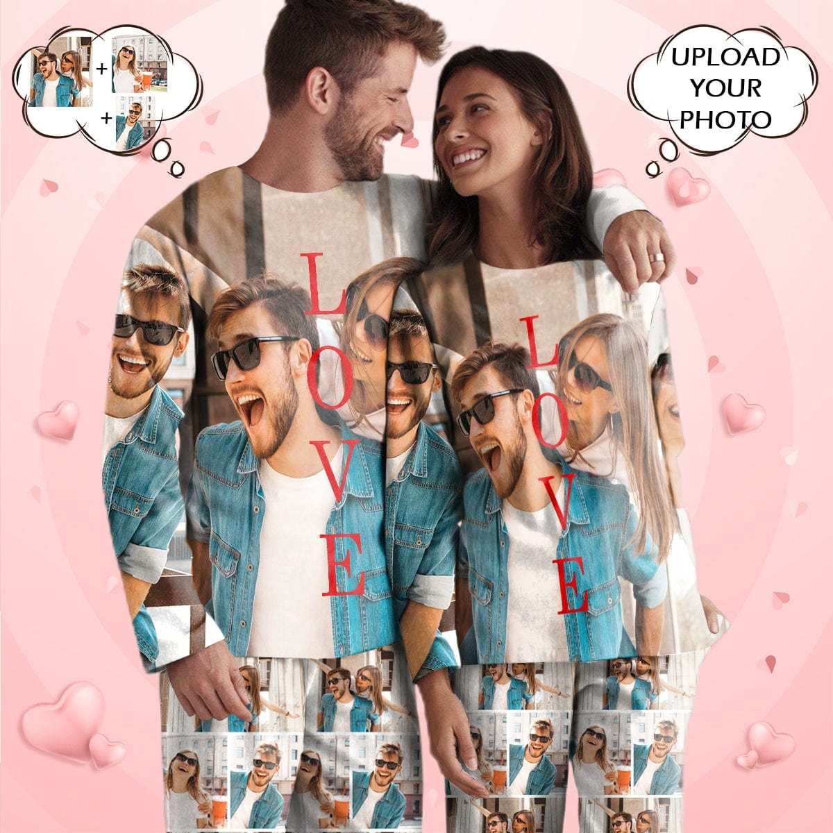 FacePajamas Pajama [TikTok Hot selling] Custom Photo Valentine's Day Sleepwear Personalized Slumber Party Couple Matching Pajamas