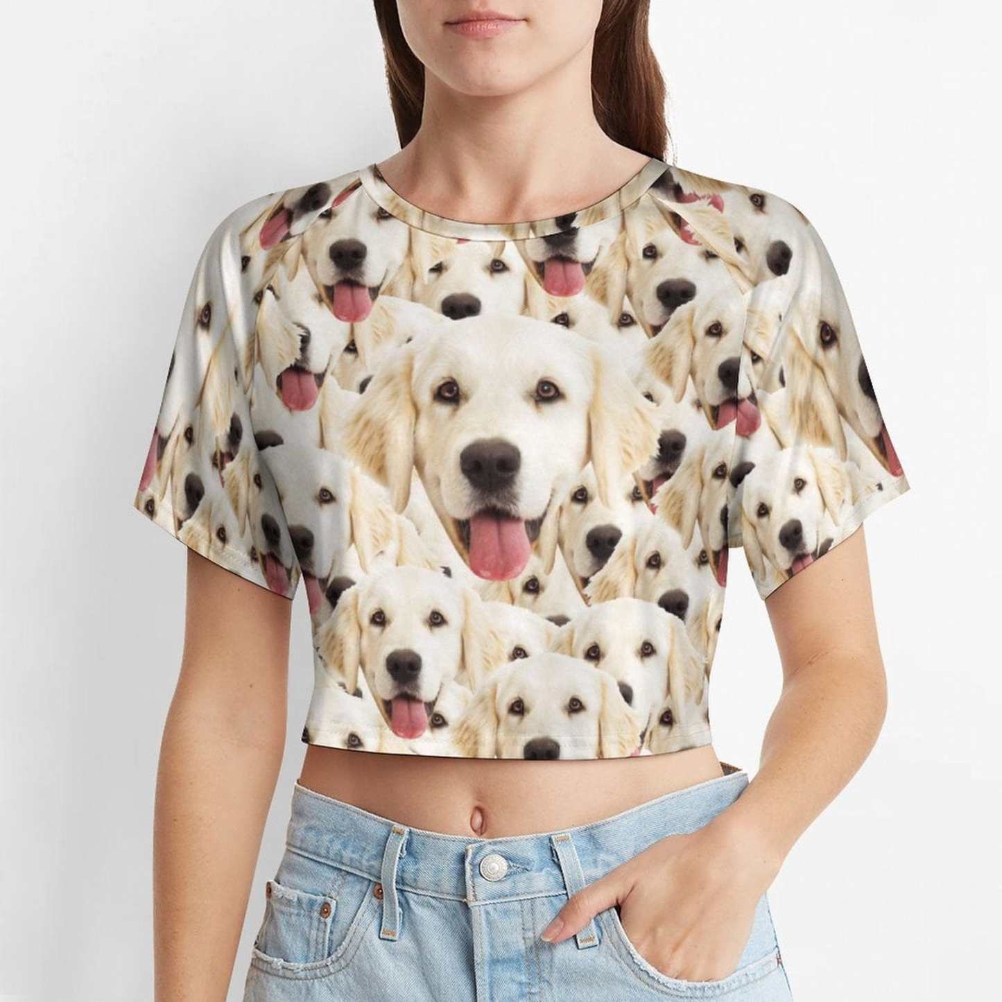 FacePajamas Womens Short Set-SDS Tops / S Custom Women's Short Sleeved Navel Exposed Sleepwear Pet Face My Lovely Dog Personalized Seamless Face Sleepwear Shorts