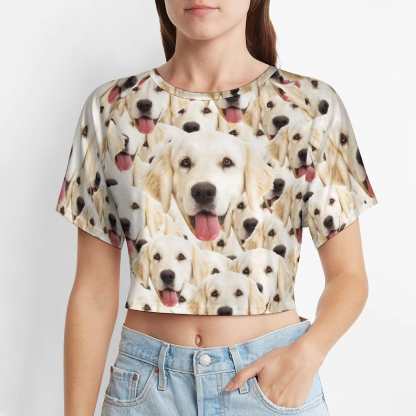 FacePajamas Womens Short Set-SDS Tops / S Custom Women's Short Sleeved Navel Exposed Sleepwear Pet Face My Lovely Dog Personalized Seamless Face Sleepwear Shorts