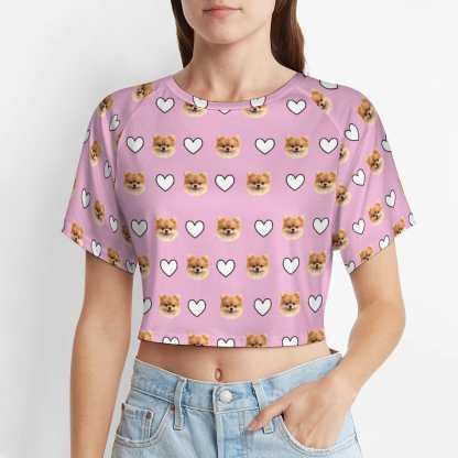 FacePajamas Womens Short Set-SDS Tops / S Custom Women's Short Sleeved Navel Exposed Sleepwear Pet Face Personalized Seamless Face Sleepwear Shorts