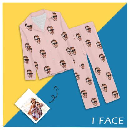 FacePajamas Mix Pajama-2YX Women's V-Neck Long PJ / S [Highly Commended] #Tiktok Hot Pajama Set #Multi-Style Pajama Sets - Custom Face Pajamas With Any Face Super Comfortable Fabric Soft Fit Breathable And Stylish