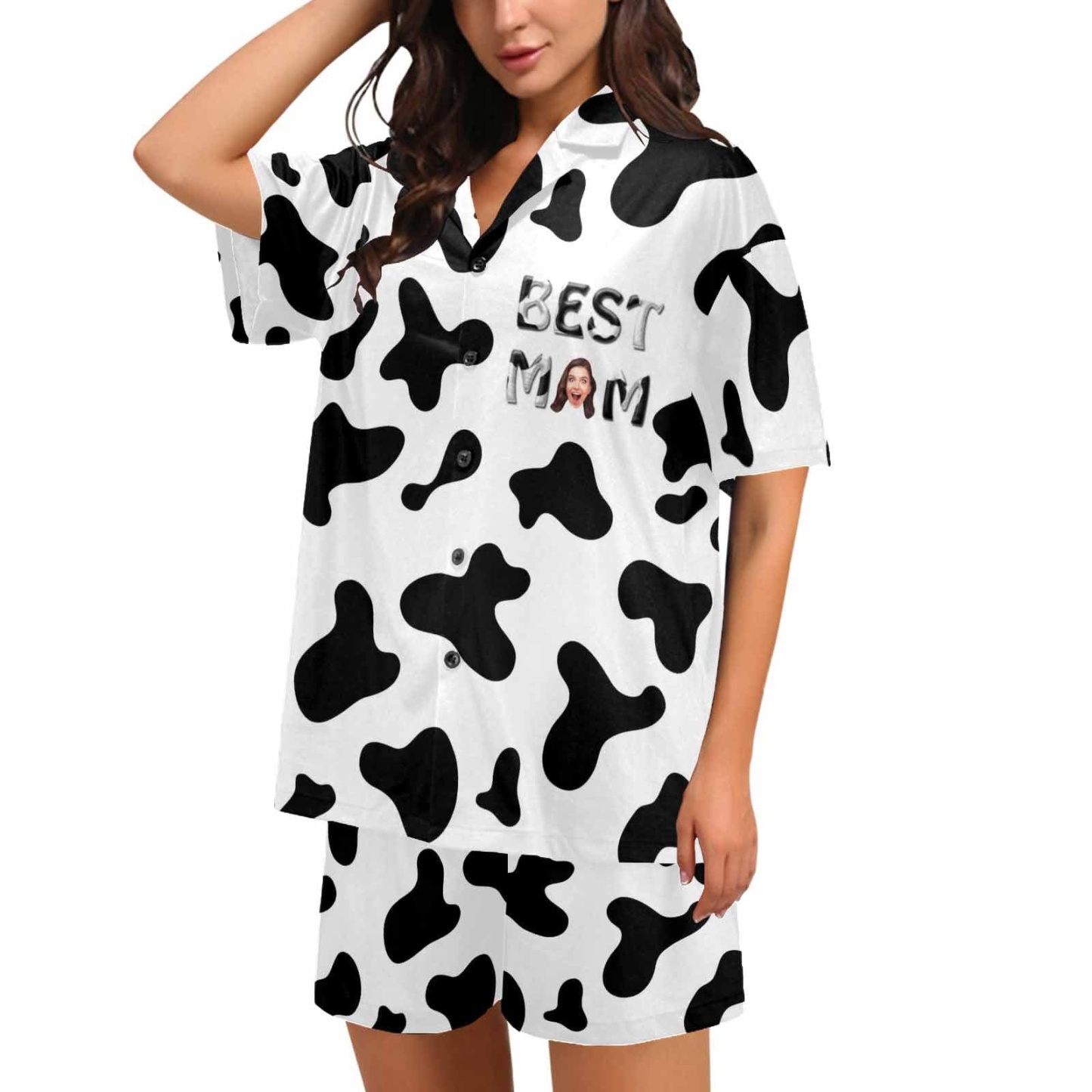 FacePajamas Pajama V Neck / S [Special Sale] Custom Face Best MOM Women's V-Neck Short Pajama Set Mother's Day & Birthday Gift