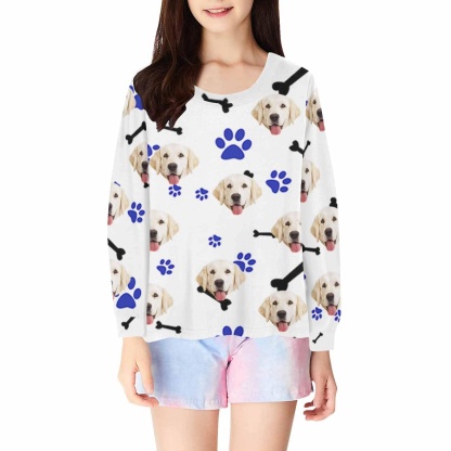 FacePajamas Pajama Shirt&Pants White Tops / XS Custom Face Kids' All Over Print Pajama Top & Trousers Multiple Colors Pet Personalized Long Pajama Set