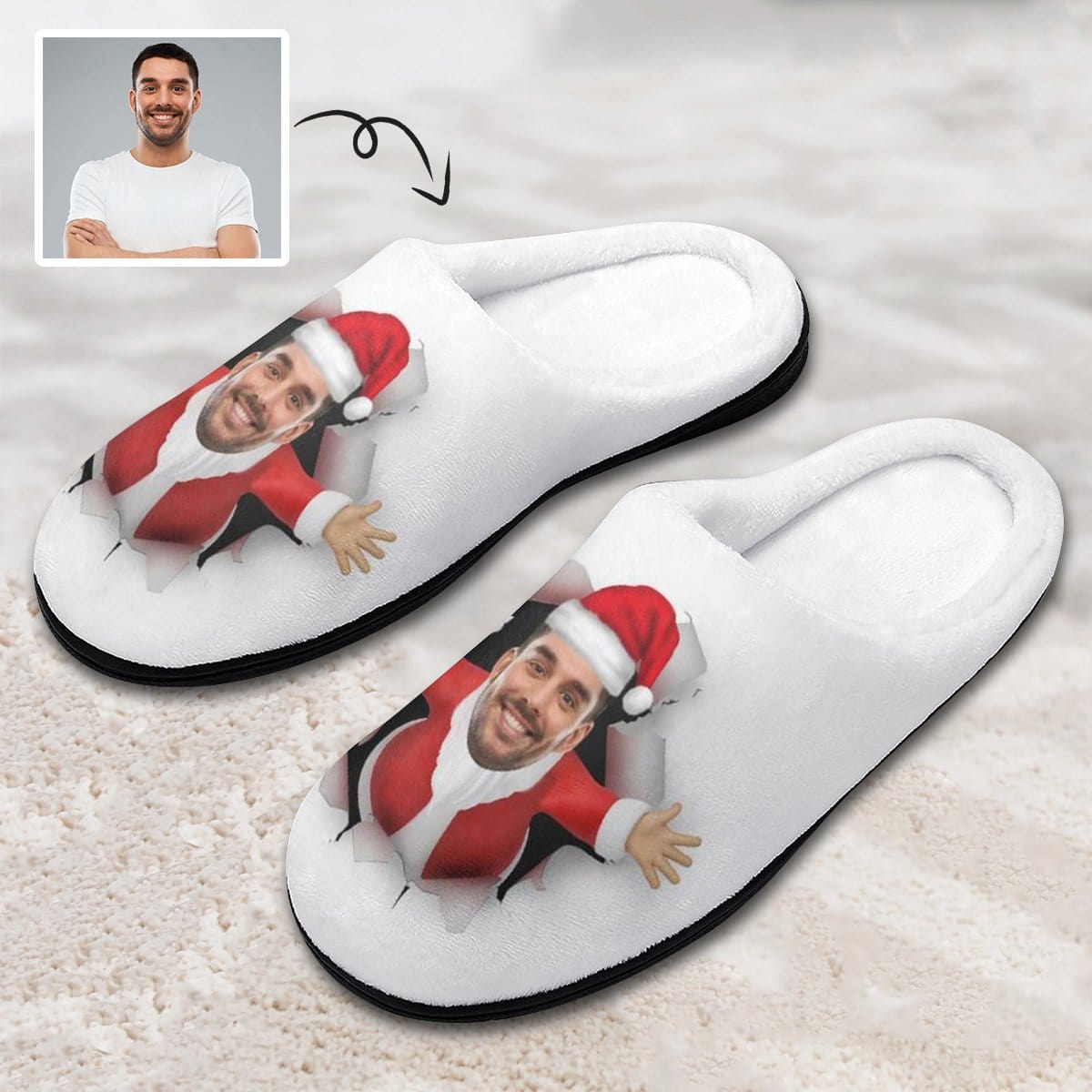 FacePajamas Slippers-2YX-SDS WOMEN / 7-8(38-39) Custom Face Christmas Women's All Over Print Cotton Slippers