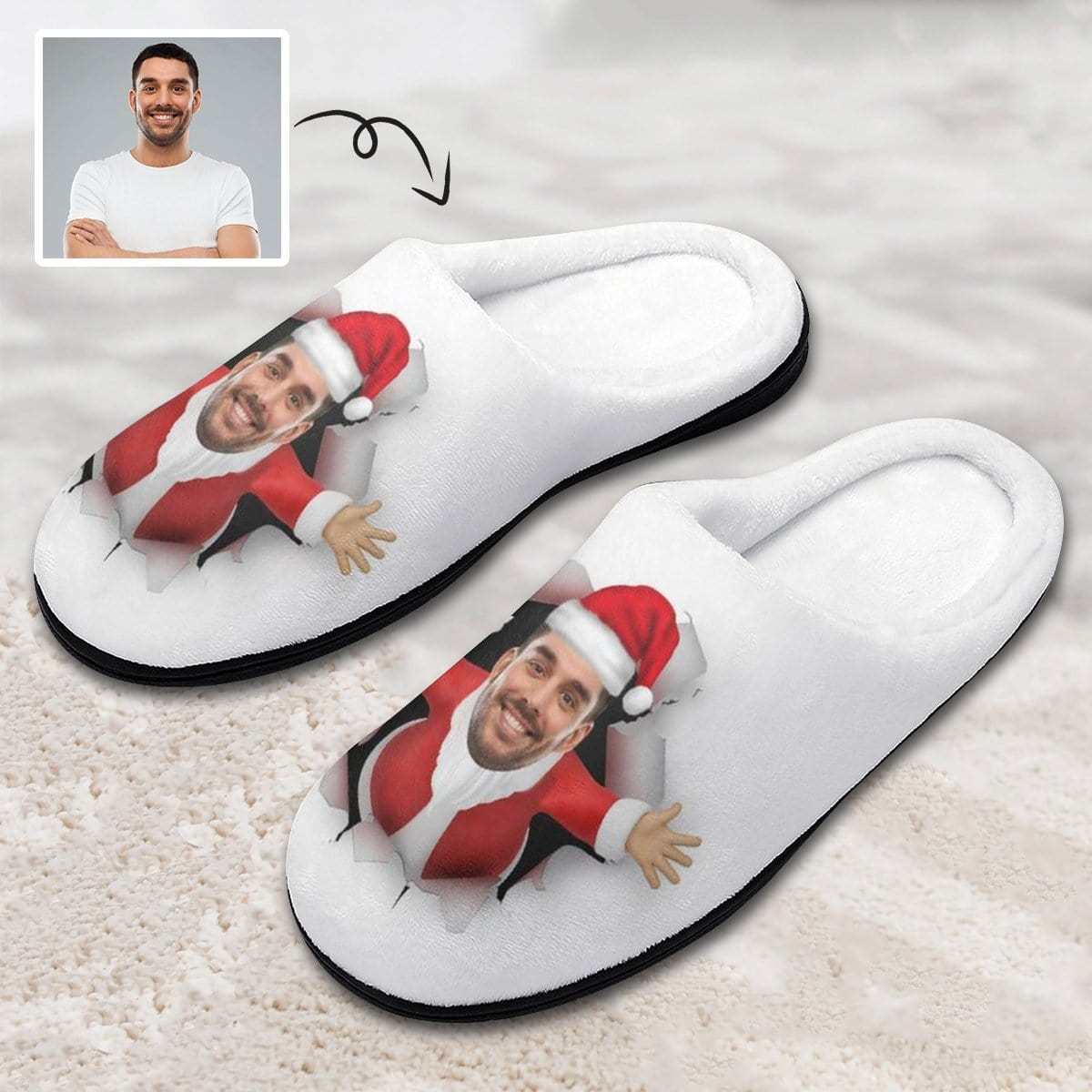 FacePajamas Slippers-2YX-SDS WOMEN / 7-8(38-39) Custom Face Christmas Women's All Over Print Cotton Slippers