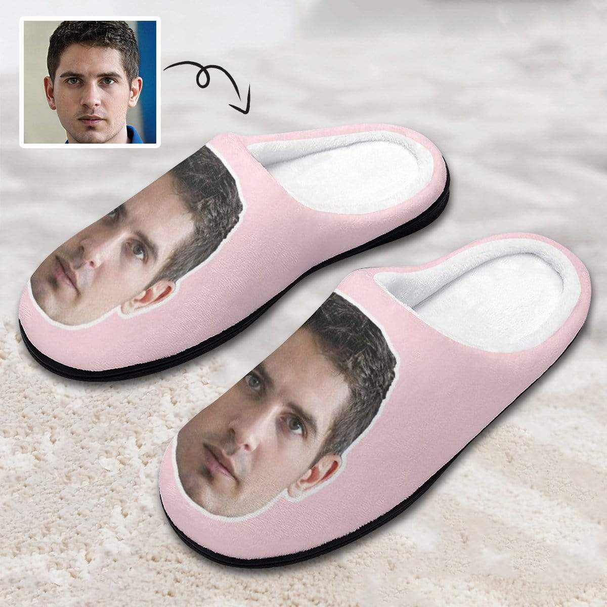 FacePajamas Slippers-2YX-SDS WOMEN / 7-8(38-39) Custom Face Women's All Over Print Cotton Slippers