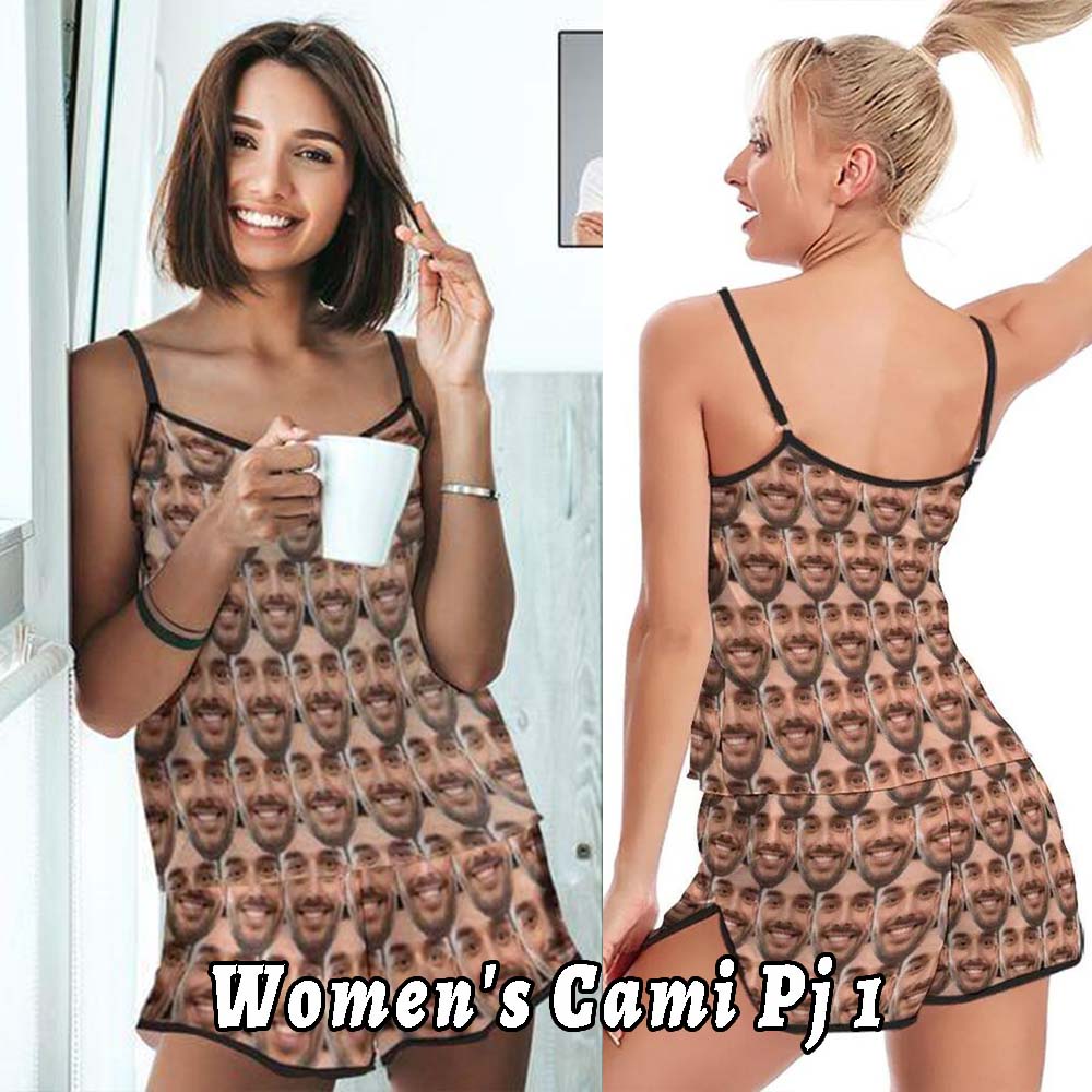 FacePajamas Mix Pajama-2YX Women's Cami Pj  1 / S [Highly Commended] #Tiktok Hot Pajama Set #Multi-Style Pajama Sets - Custom Face Pajamas With Any Face Super Comfortable Fabric Soft Fit Breathable And Stylish