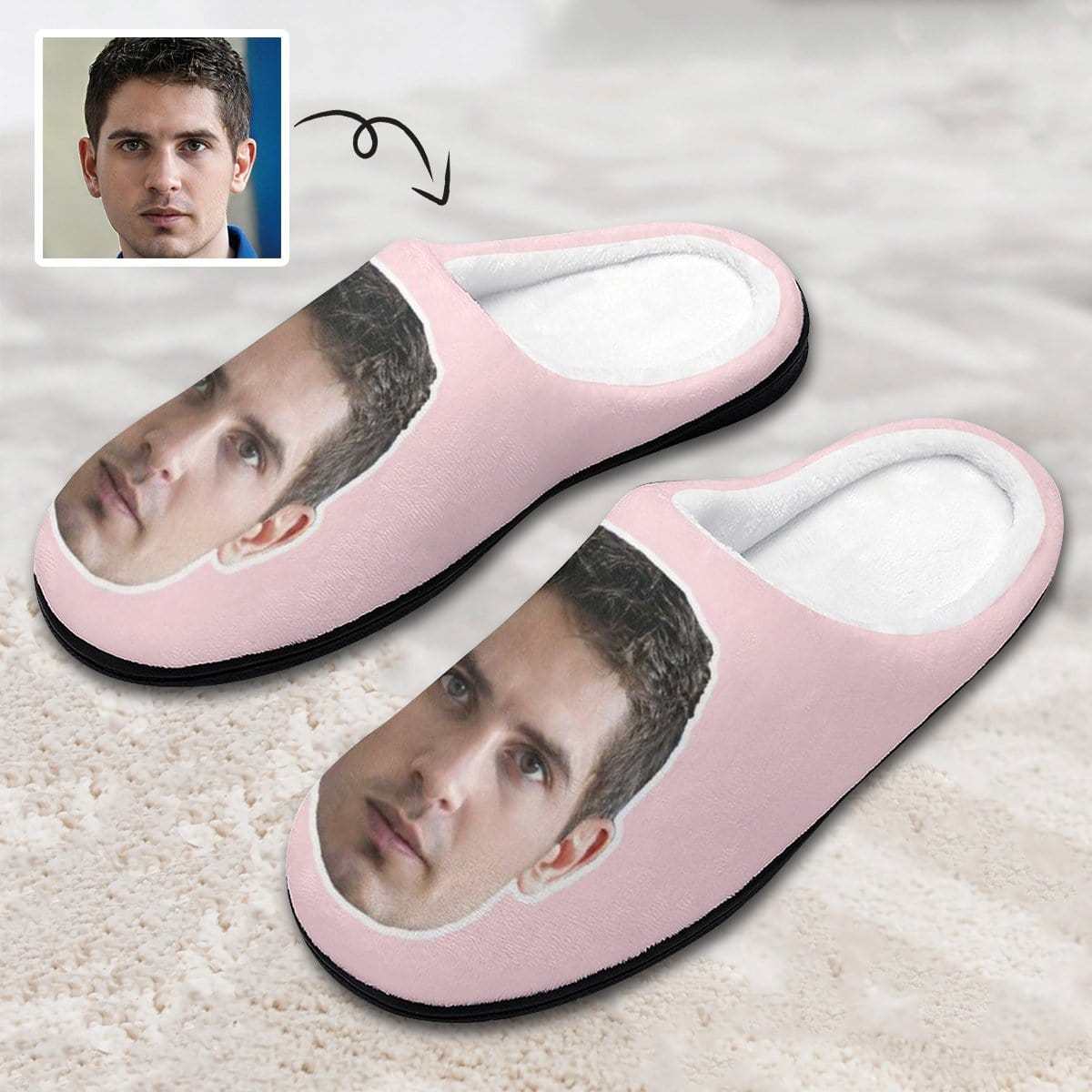 FacePajamas Slippers WOMEN / S Custom Face Men's All Over Print Cotton Slippers
