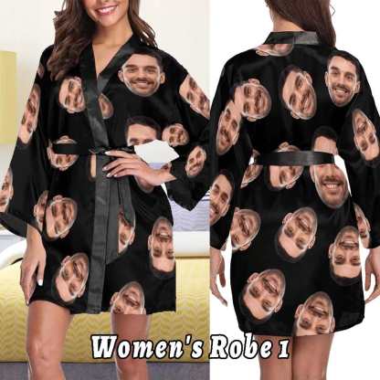 FacePajamas Mix Pajama-2YX Women's Robe / S [Highly Commended] #Tiktok Hot Pajama Set #Multi-Style Pajama Sets - Custom Face Pajamas With Any Face Super Comfortable Fabric Soft Fit Breathable And Stylish