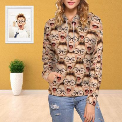 FacePajamas Hoodie-W Women / XS [High Quality] Custom Boy Face Women's Hoodie with Pocket Personalized Gifts for Her
