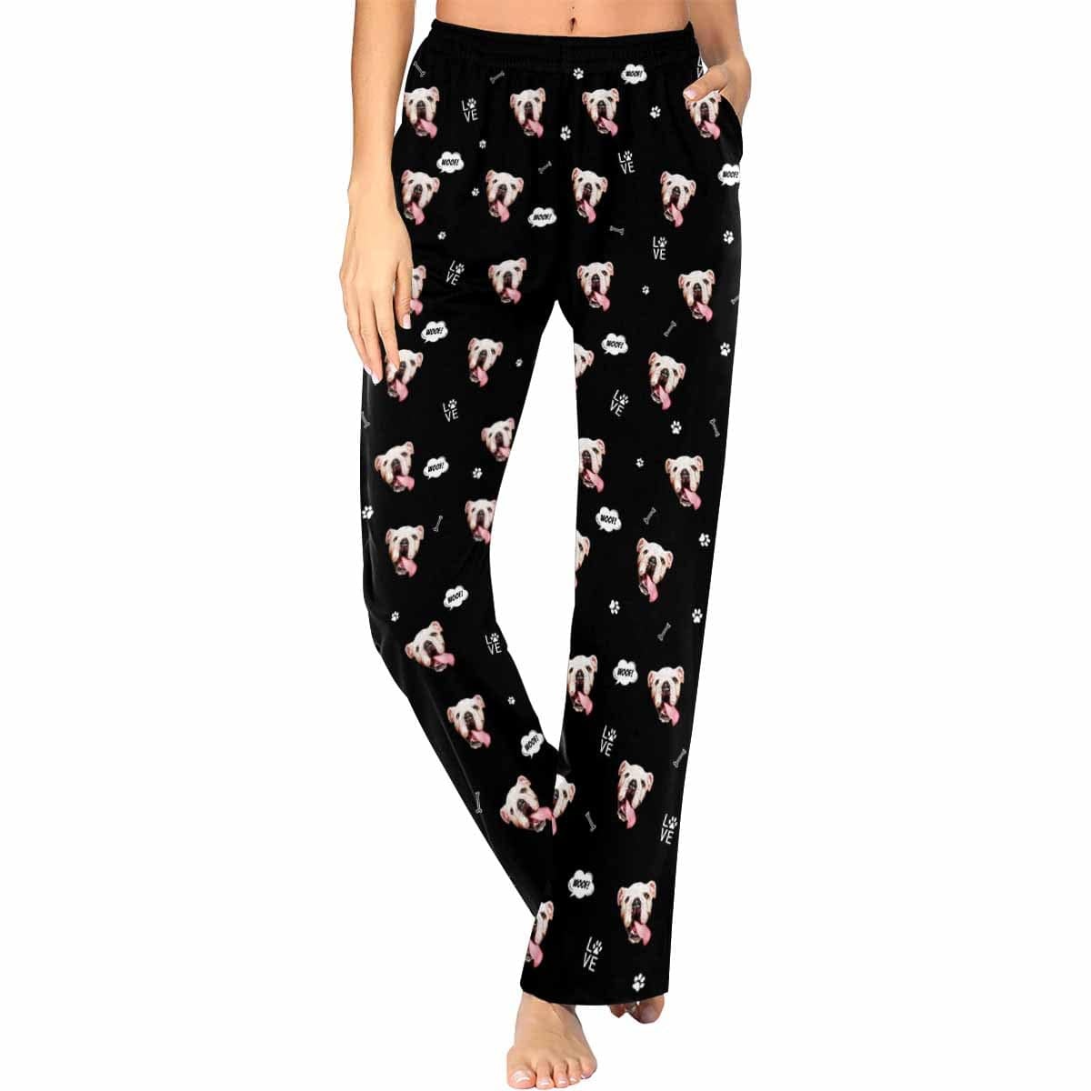FacePajamas Pajama Pants XS / Black Custom Face Pajama Pants Dog Face Sleepwear for Women