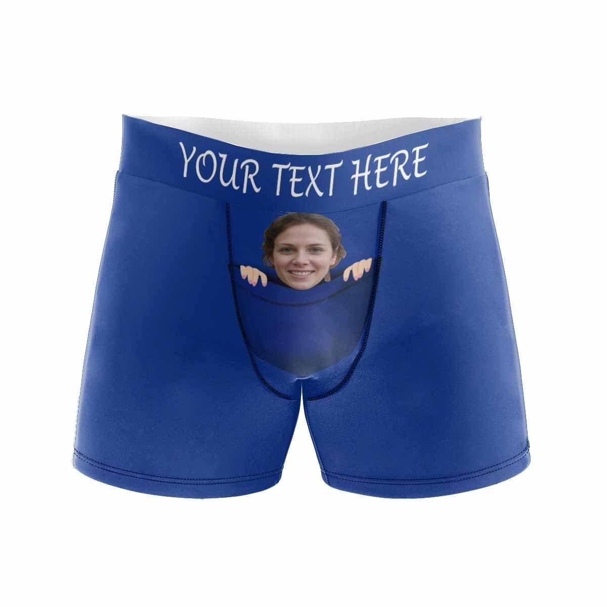 FacePajamas Men Underwear XS / Blue Custom Waistband Boxer Briefs My Honey Personalized Face&Name Underwear for Husband or Boyfriend