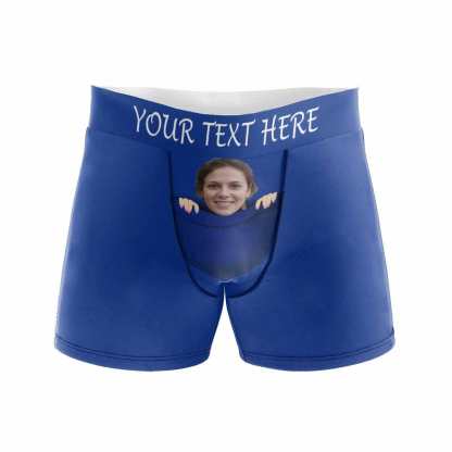 FacePajamas Men Underwear XS / Blue Custom Waistband Boxer Briefs My Honey Personalized Face&Name Underwear for Husband or Boyfriend