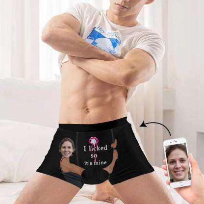 FacePajamas Men Underwear XS Custom Boxer Briefs for Men I Licked Personalized Men's Boxer Underwear with Wife's Face for Funny Valentine's Day Gift