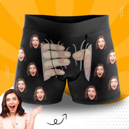 FacePajamas Men Underwear XS Custom Boxers Personalized Underwear with Face Custom Black Hand Men's All-Over Print Boxer Briefs