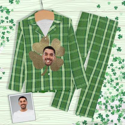 FacePajamas Pajama XS Custom Boyfriend Face Pajamas Huge Clover Sleepwear Personalized Women's Slumber Party Long Pajama Set