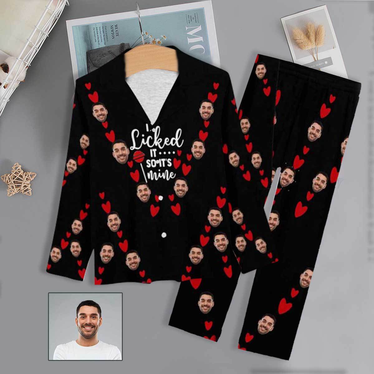 FacePajamas Pajama XS Custom Boyfriend Face Pajamas I Licked Sleepwear Personalized Women's Slumber Party Long Pajama Set