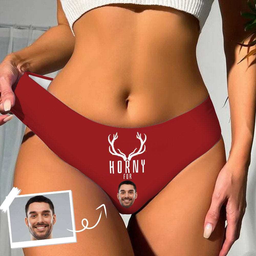 FacePajamas Women Underwear XS Custom Face Underwear for Ladies Personalized Horny Women's Classic Thongs Funny Lingerie Customized Gift for Valentine's Day