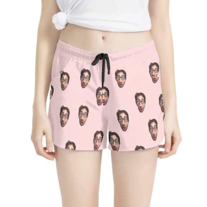 FacePajamas Pajama Pants XS Custom Face Women's Pajama Shorts Personalized Solid Color Sleepwear Shorts